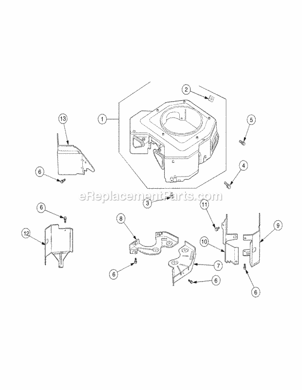 Blower Housing Diagram and Parts List for SLT1554 13AK11CK709, 13AK11CK710, 13AK11CK712 Cub Cadet Lawn Tractor